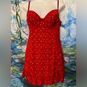 Red Sequin Bustier Dress